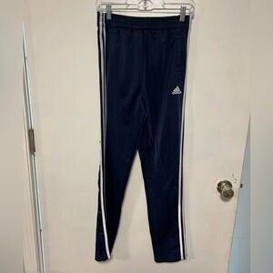 Adidas Navy Kids Tear Away Joggers with White Stripes